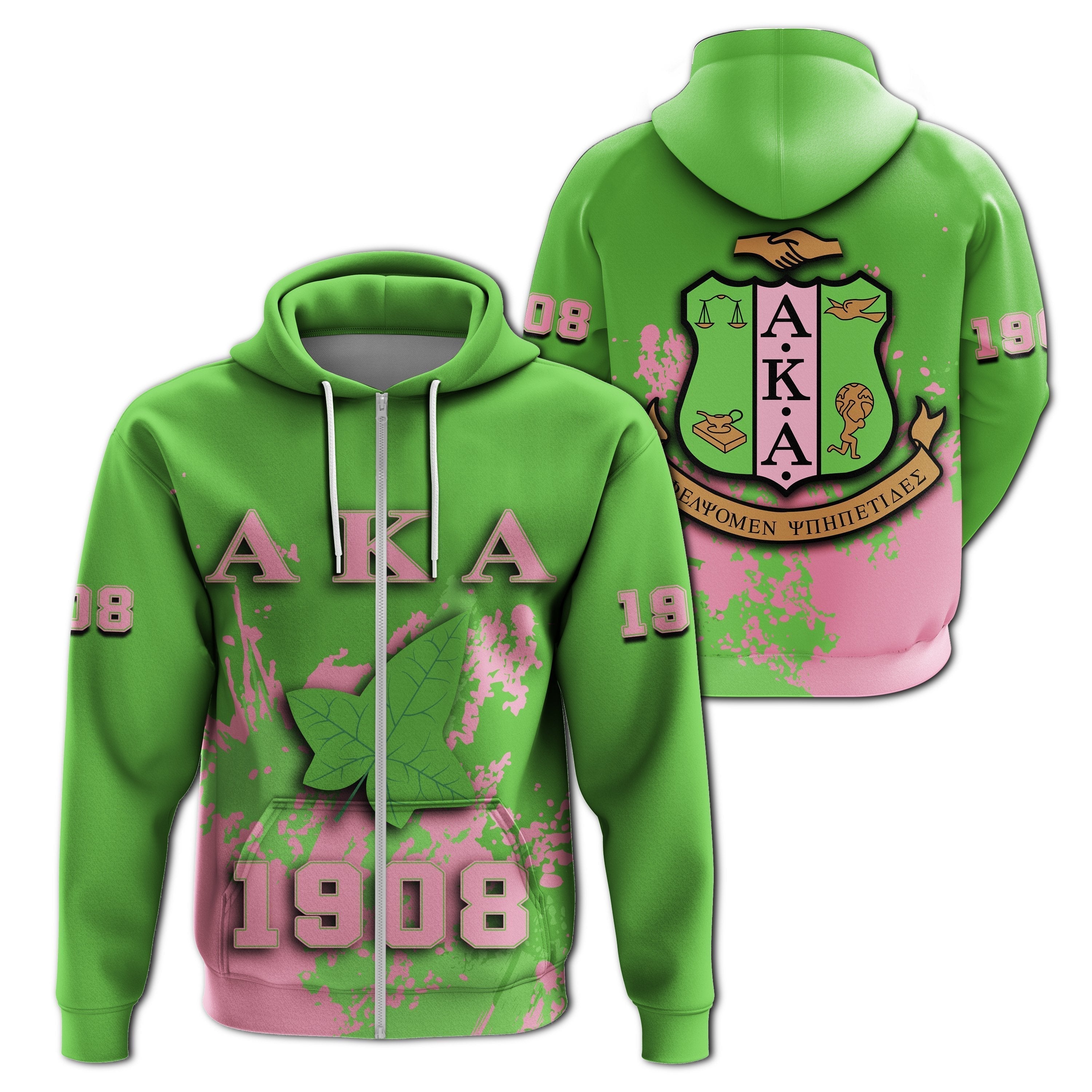 Alpha Kappa Alpha Zipper Hoodie Spaint Style