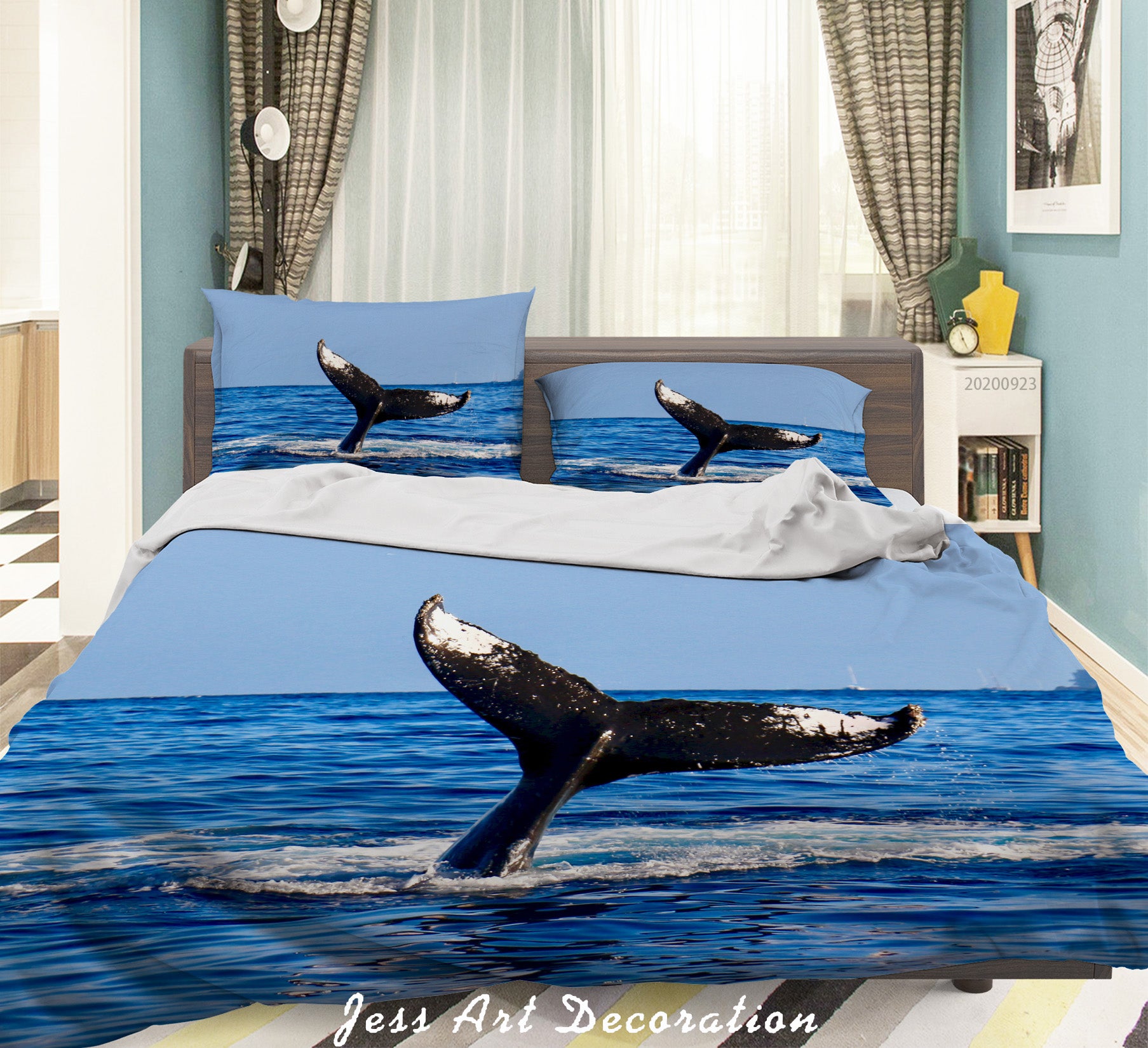 3D Nature Animal Whale Tail Quilt Cover Set Bedding Set Duvet Cover Pillowcases Wj 6301