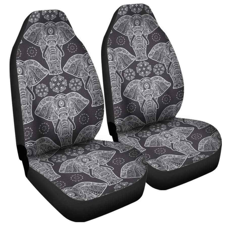 Black And White Boho Elephant Print Universal Fit Car Seat Covers