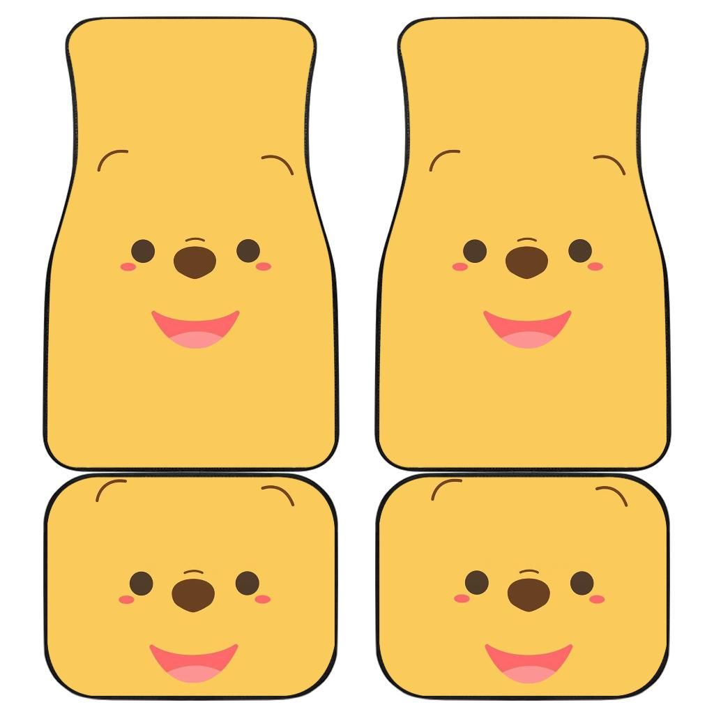 Pooh Face Front And Back Car Mats Personalized Car Seat Floor Mat Custom Print