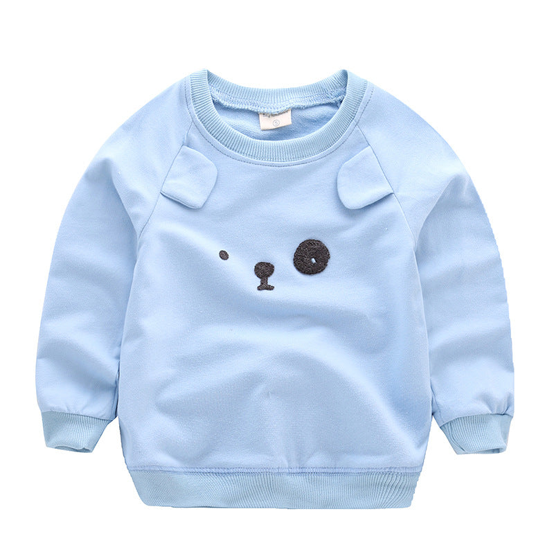 2017 New Spring Autumn Children Sweatshirts 3D Cartoon Bear Tops Boys Girls Pure Cotton T-Shirt Baby Clothing Kids Pure Color