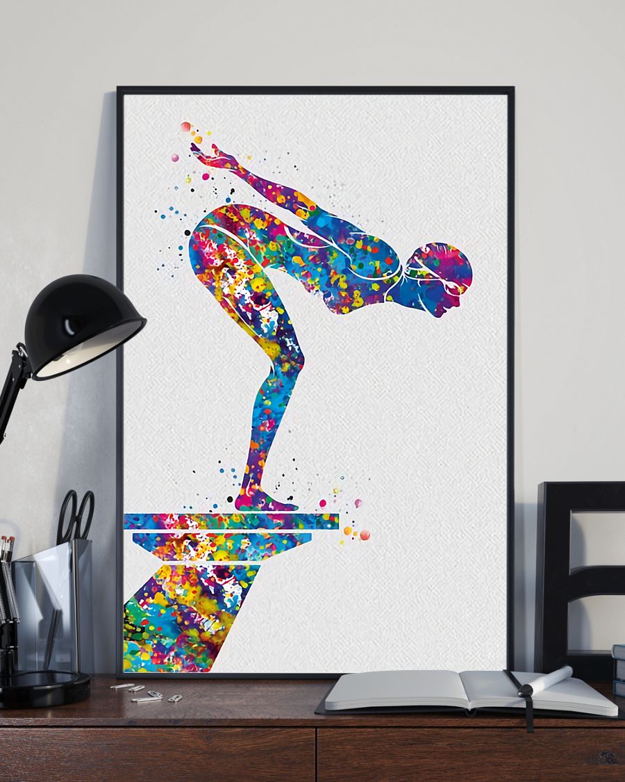 Swimming Art Vertical Canvas And Poster | Wall Decor Visual Art