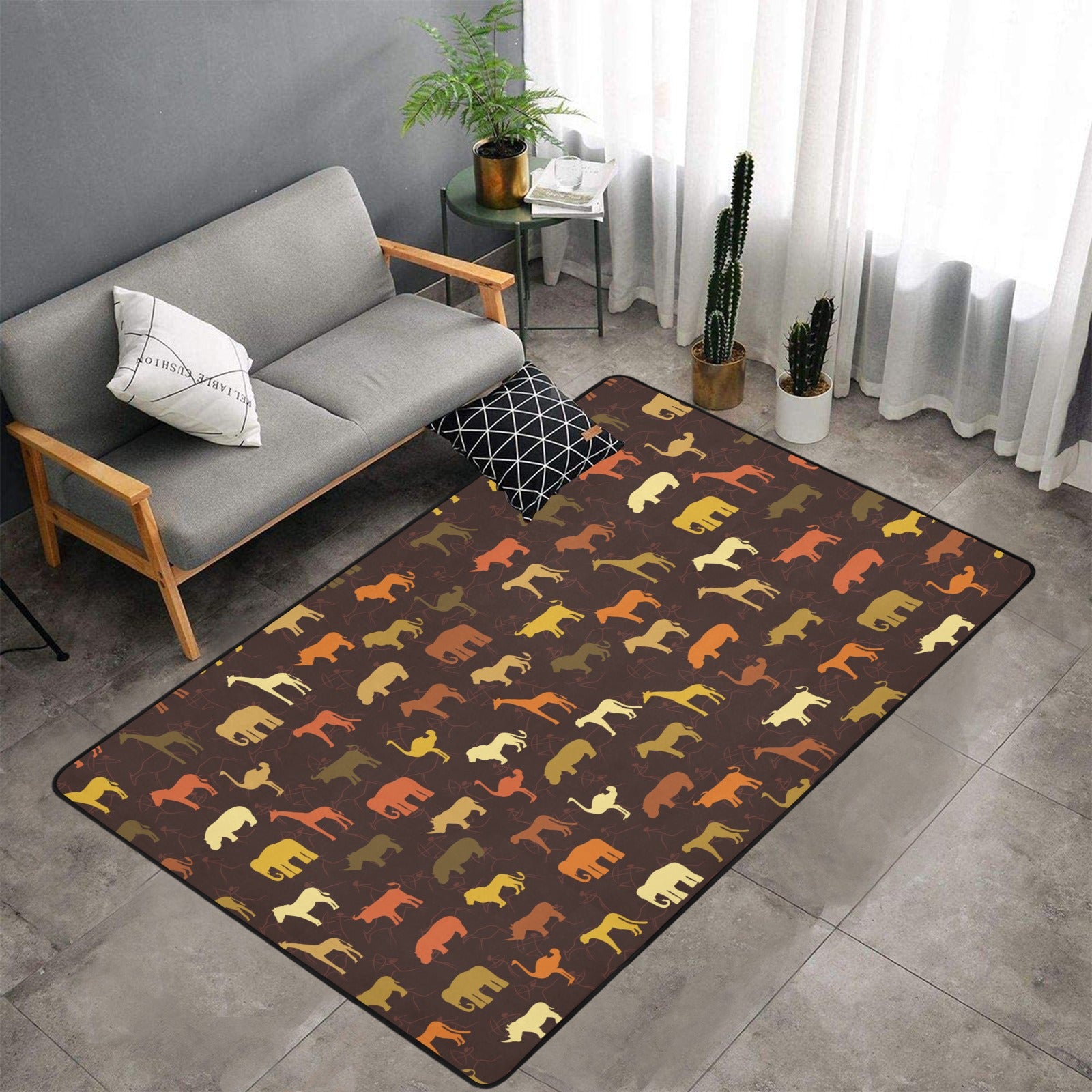 Safari Animal Print Design Lks301 Area Rug 7’X5’