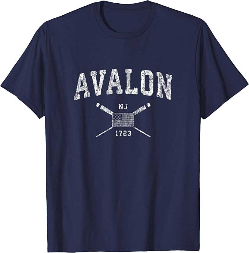 Avalon NJ Nautical T-Shirt Vintage US Flag Tee