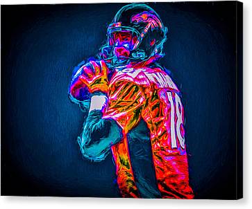 Denver Broncos Peyton Manning Digitally Painted Mix 3 David Haskett Canvas Print