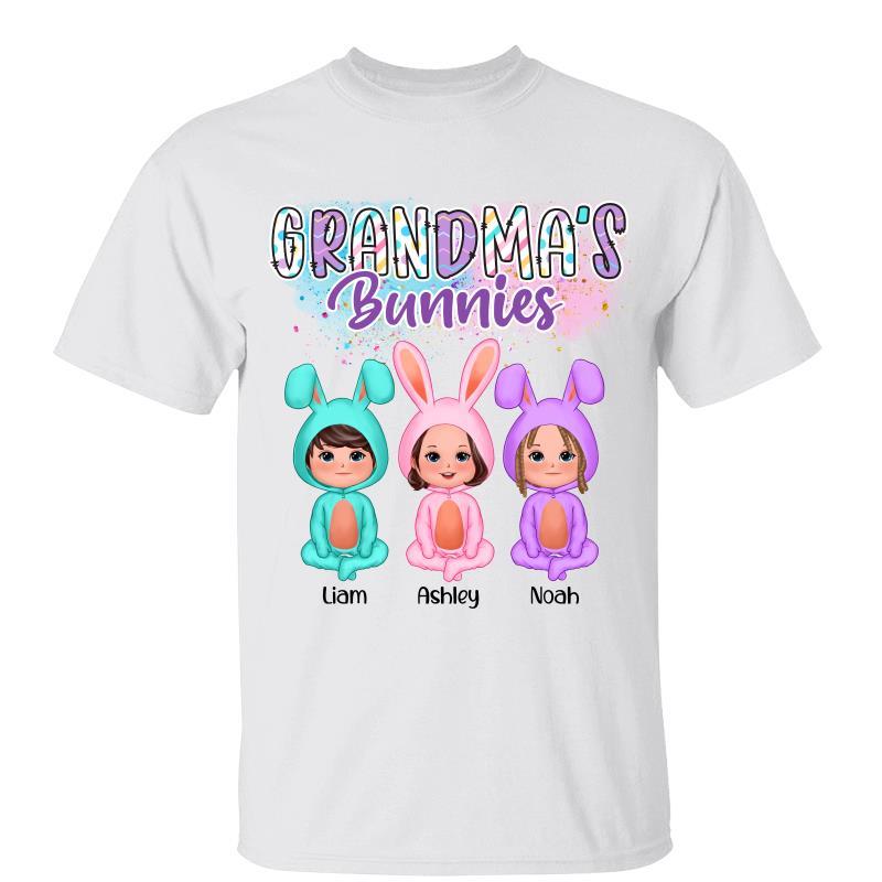 Bright Colors Pattern Grandma‘S Bunny Doll Kids Easter Personalized Shirt