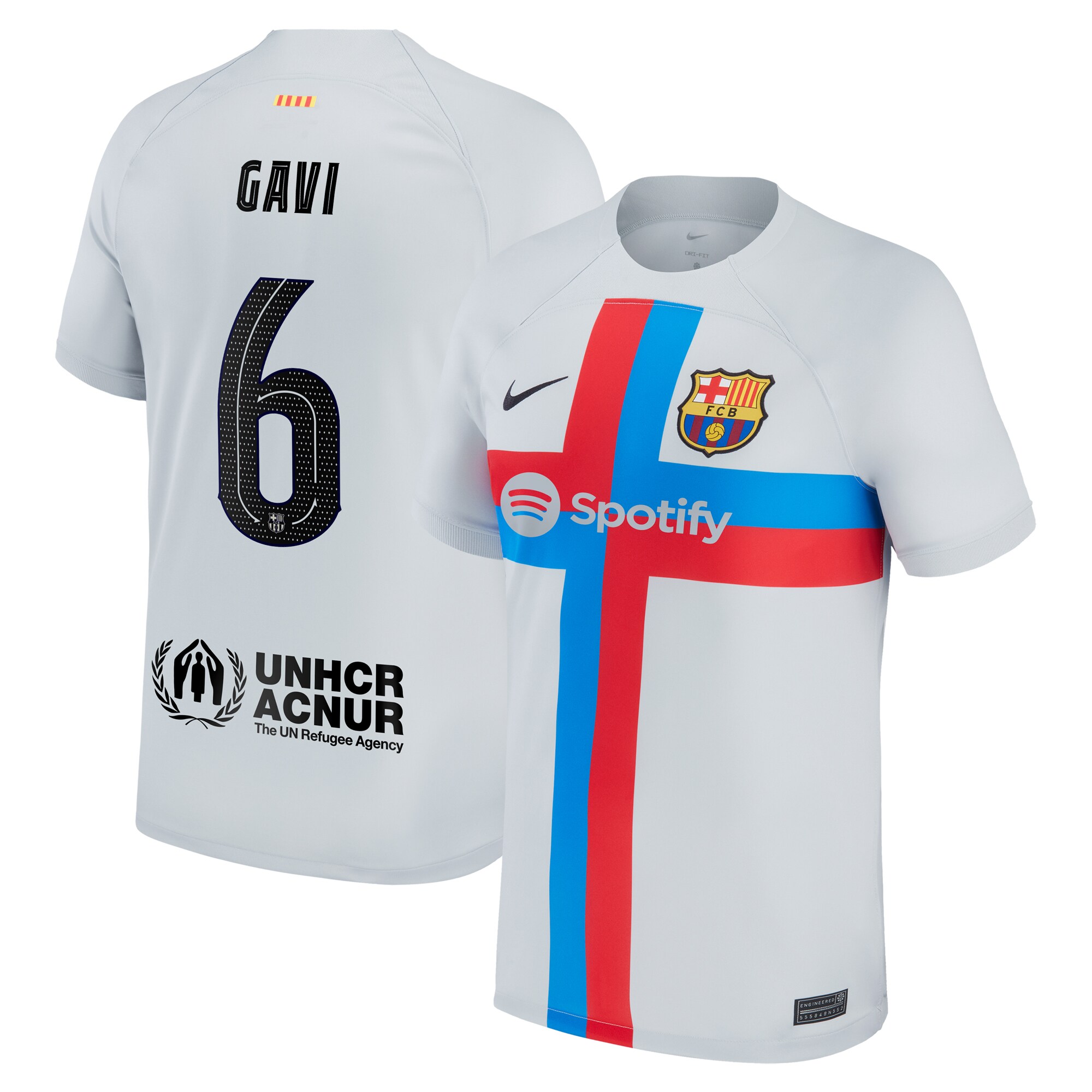 Gavi Barcelona 2022/23 Third Breathe Stadium Replica Player Jersey – Gray