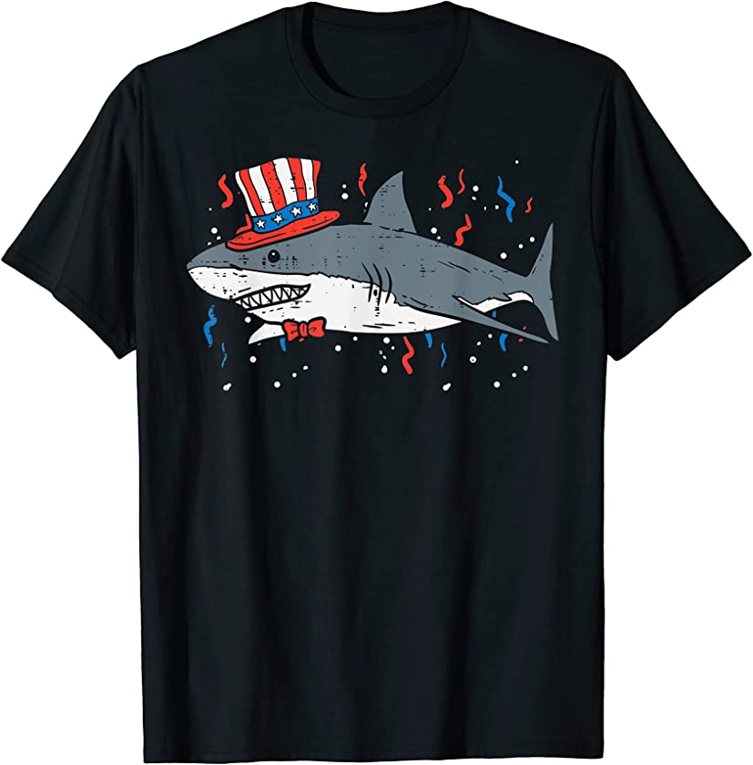 Shark American Flag USA 4th Of July Fourth Patriot Animal T-Shirt