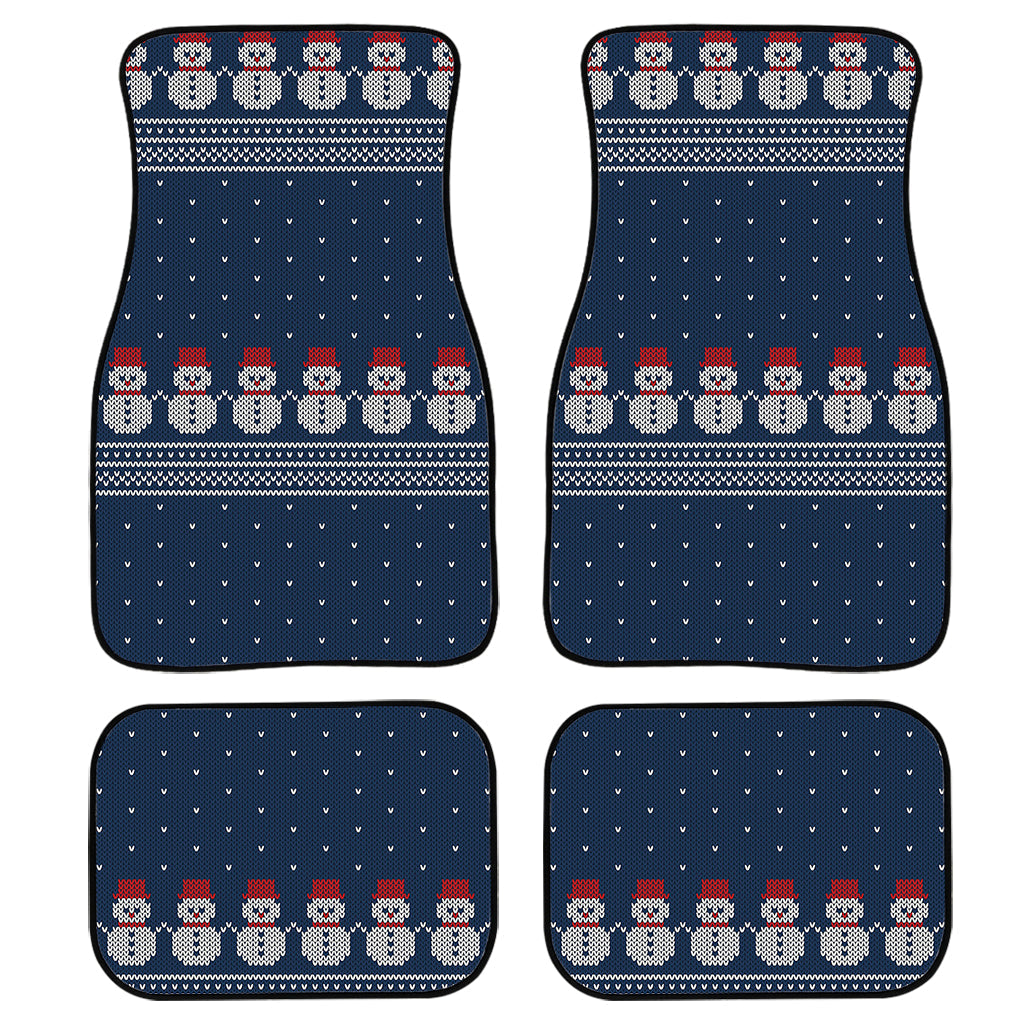 Snowman Knitted Pattern Print Front And Back Car Floor Mats, Front Car Mat