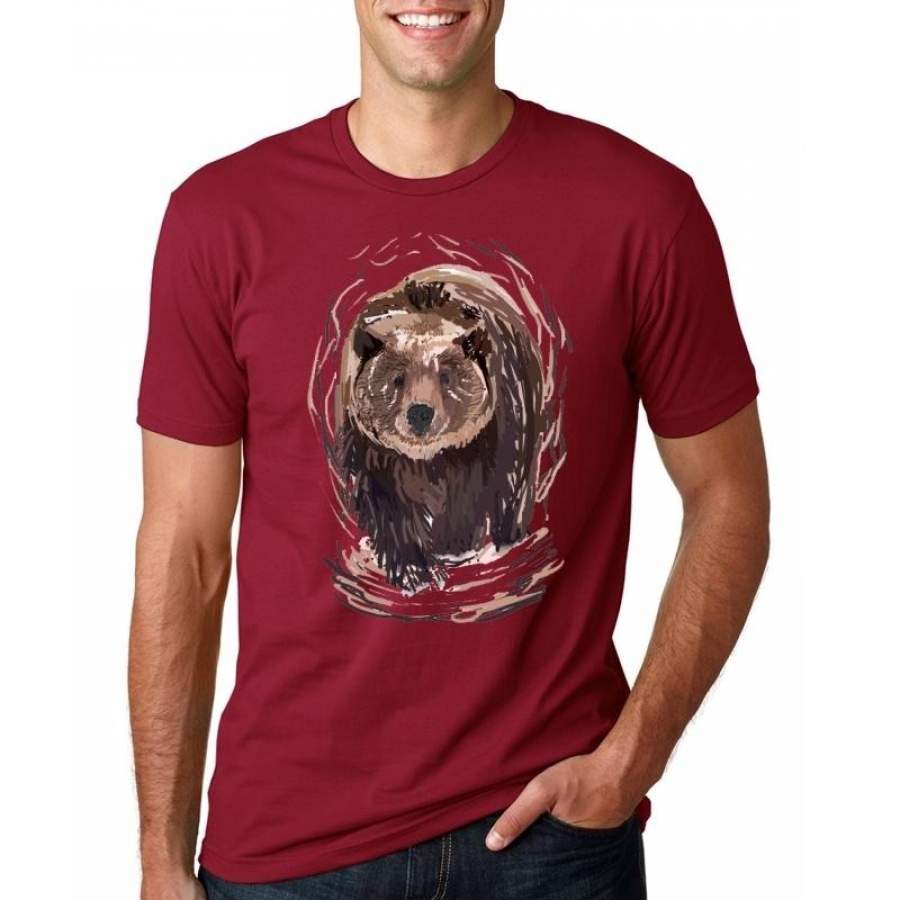 Print Bear T Shirt Men Fashion Summer O-Neck  Cotton Short Sleeve Casual Top T-Shirt Homme