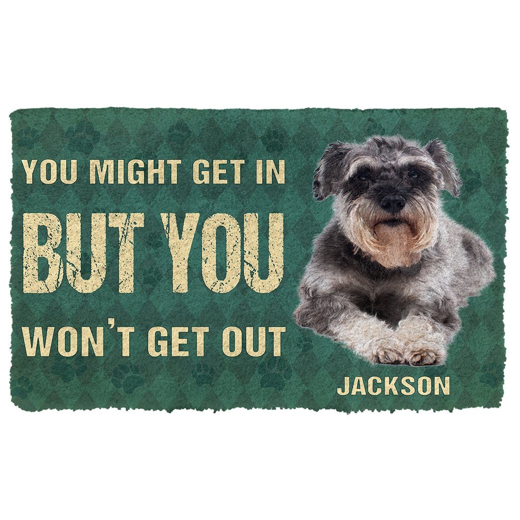 Gearhumans  Gearhuman 3D You Might Get In But You Wont Get Out Miniature Schnauzers Dog Doormat