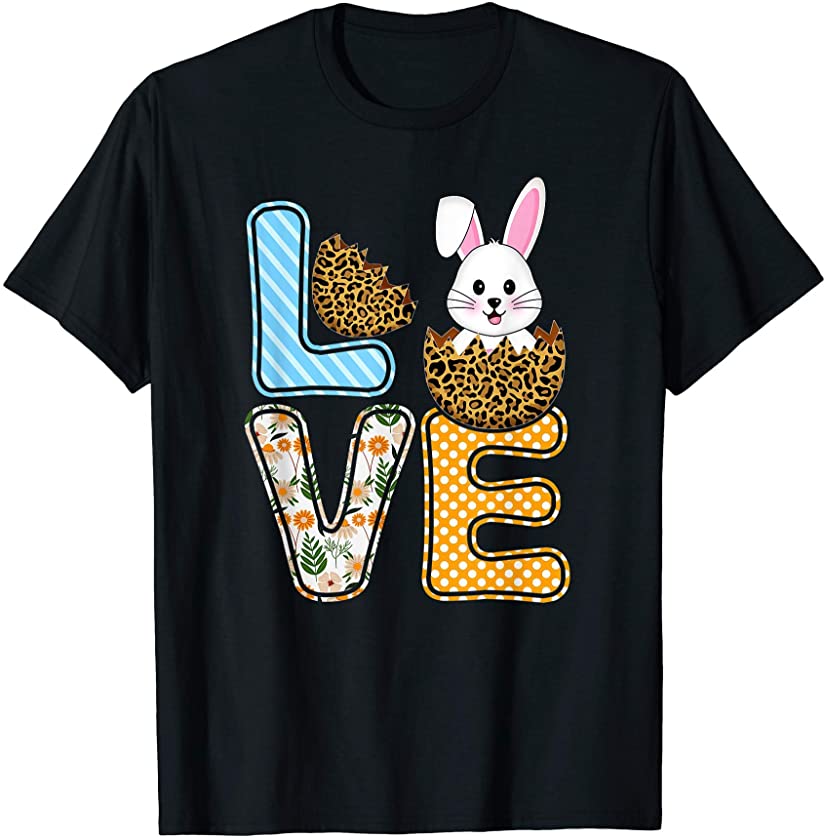 Love Easter Bunny Egg Leopard Print Cute Bunny Kids Adults T-Shirt