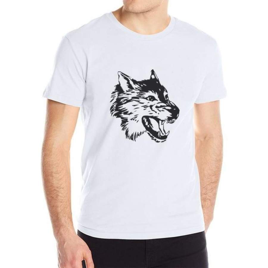 New Summer Fashion Men T Shirt Short Sleeves T-Shirt Animal Wolf Head Printed Men’S T Shirt