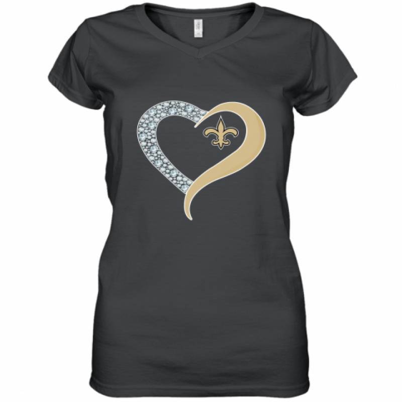 Diamond New Orleans Saints Heart shirt Women's V-Neck T-Shirt