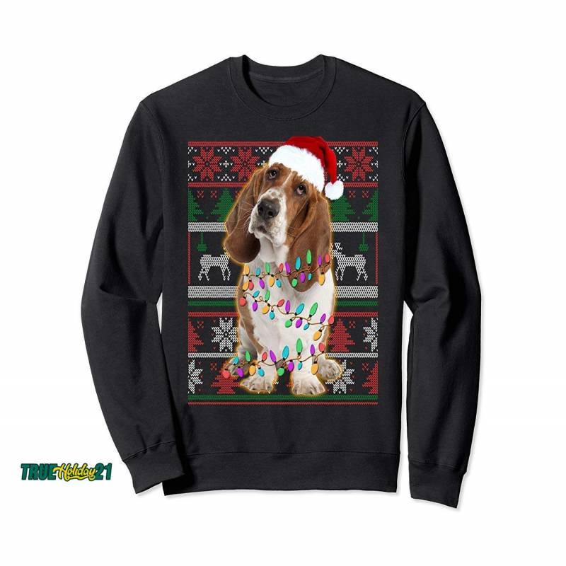 Basset Hound Ugly Sweater Christmas Gift Sweatshirt