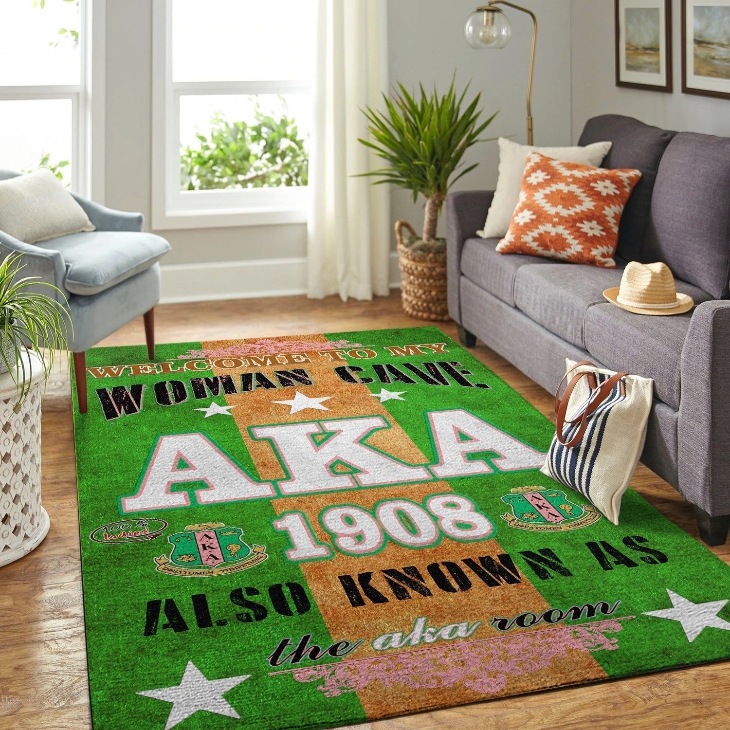 Wonderprint Area Rug Welcome To Woman Cave Alpha Kappa Alpha Lt10