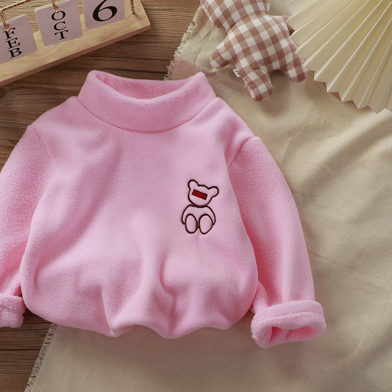 Winter flannel Children Kids cute bear Sweatshirts Kid’s New High collar Sweatshirts Boys Girls Clothing alx