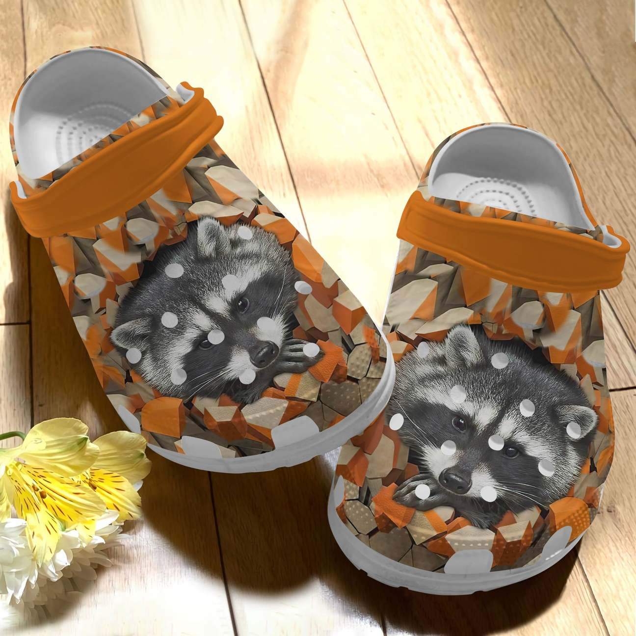 Raccoon Personalized Clog, Custom Name, Text, Color, Number Fashion Style For Women, Men, Kid, Print 3D Cute Raccoon Ver 1