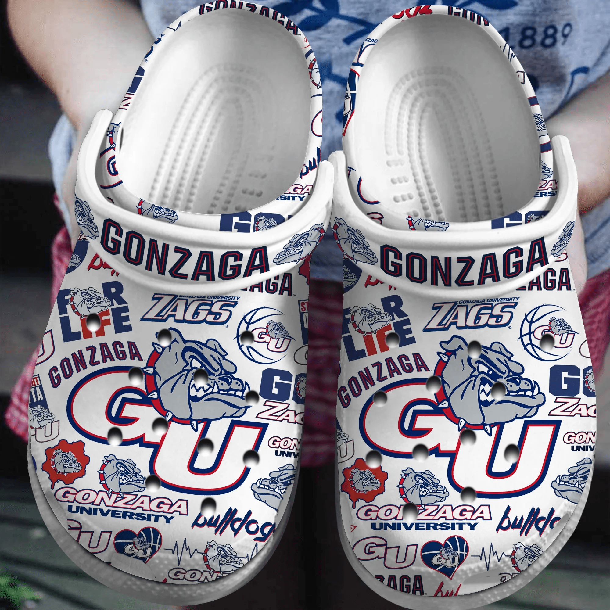 Gonzaga Bulldogs NCAA Sport Crocss Crocband Clogs Shoes Comfortable For Men Women and Kids