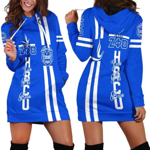 Zeta Phi Beta Emblem Hbcu Blue Hoodie Dress