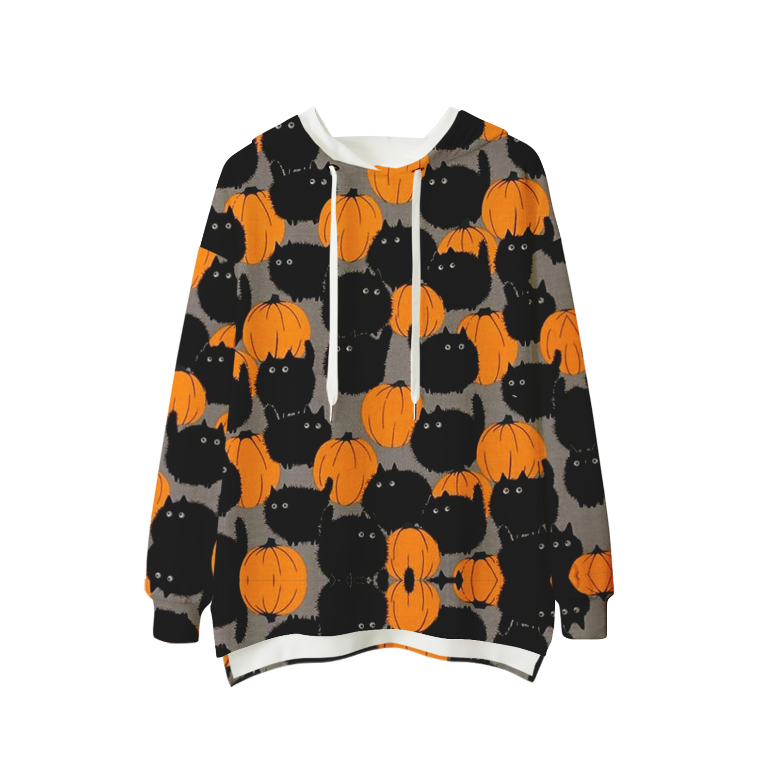 Women Pumpkin Print Hooded Sweatshirt, Halloween Loose Fit Long Sleeve Irregular Hem Pullover 2021 Autumn New Fashion Casual alx