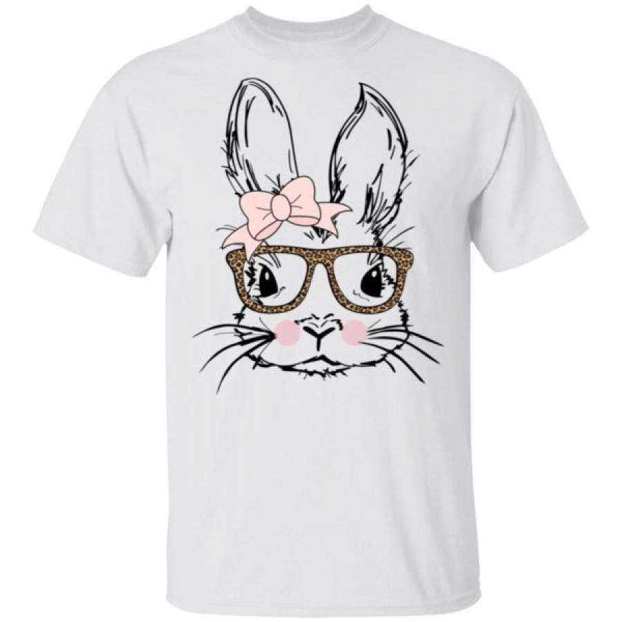 Cute Bunny Face Shirts Leopard Print Glasses EASTER