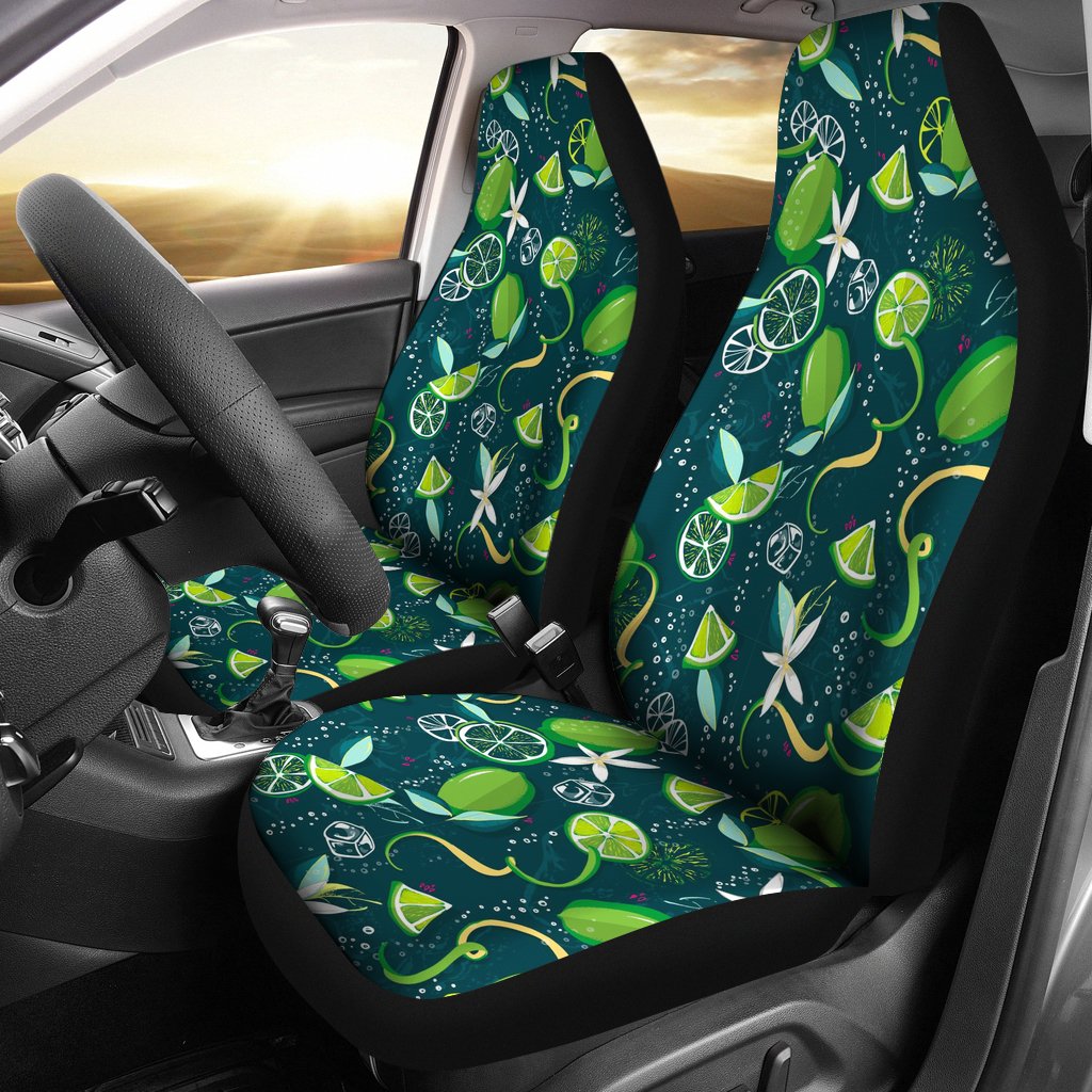 Lime Ice Flower Pattern Universal Fit Car Seat Covers