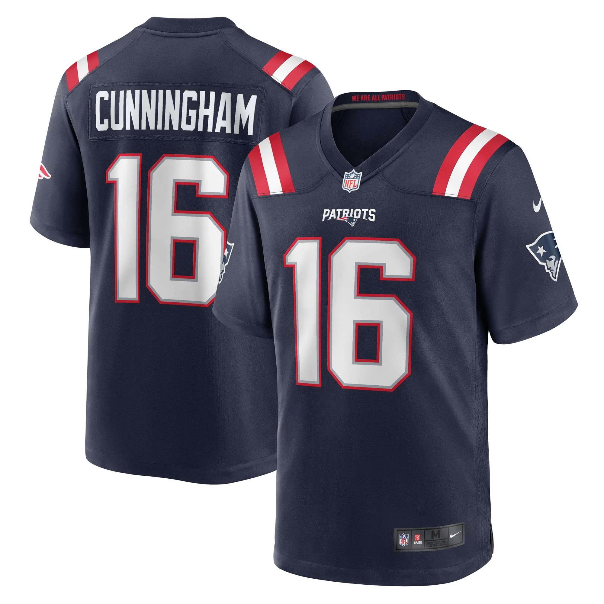 Men’s New England Patriots Malik Cunningham  Navy Team Game Jersey