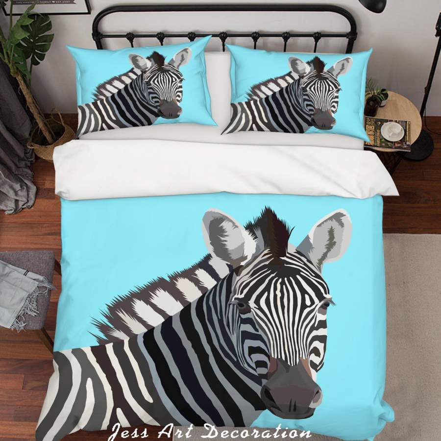 3D Blue Animal Zebra Quilt Cover Set Bedding Set Pillowcases SF14