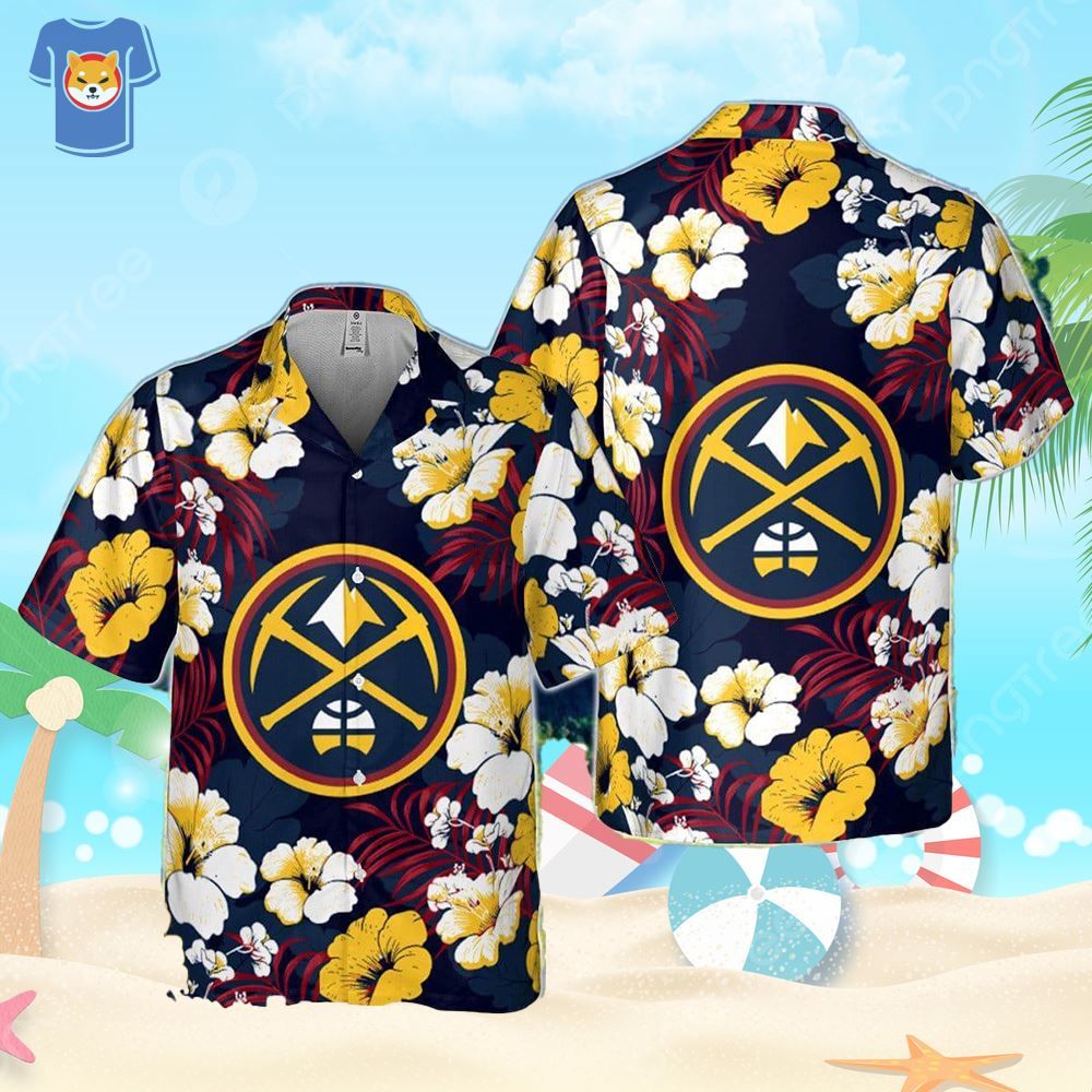 Denver Nuggets Hibiscus And Tree Tropical Pattern Print Hawaiian Shirt