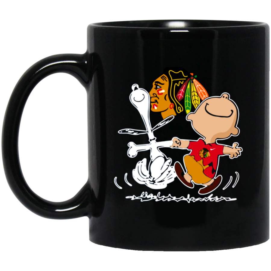 Charlie Brown & Snoopy Chicago Blackhawks Mug 11 oz 15 oz Black Mug