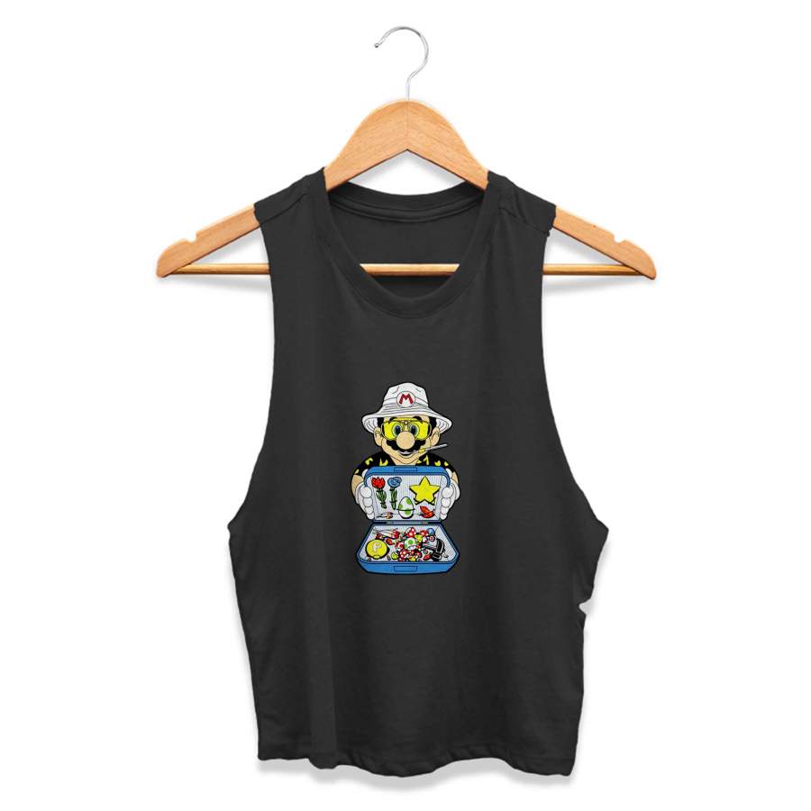 Super Mario Bros Fear And Loathing In Las Vegas Movie Italian Dad Of Birthday Girl Womans Crop Tanktop Tee