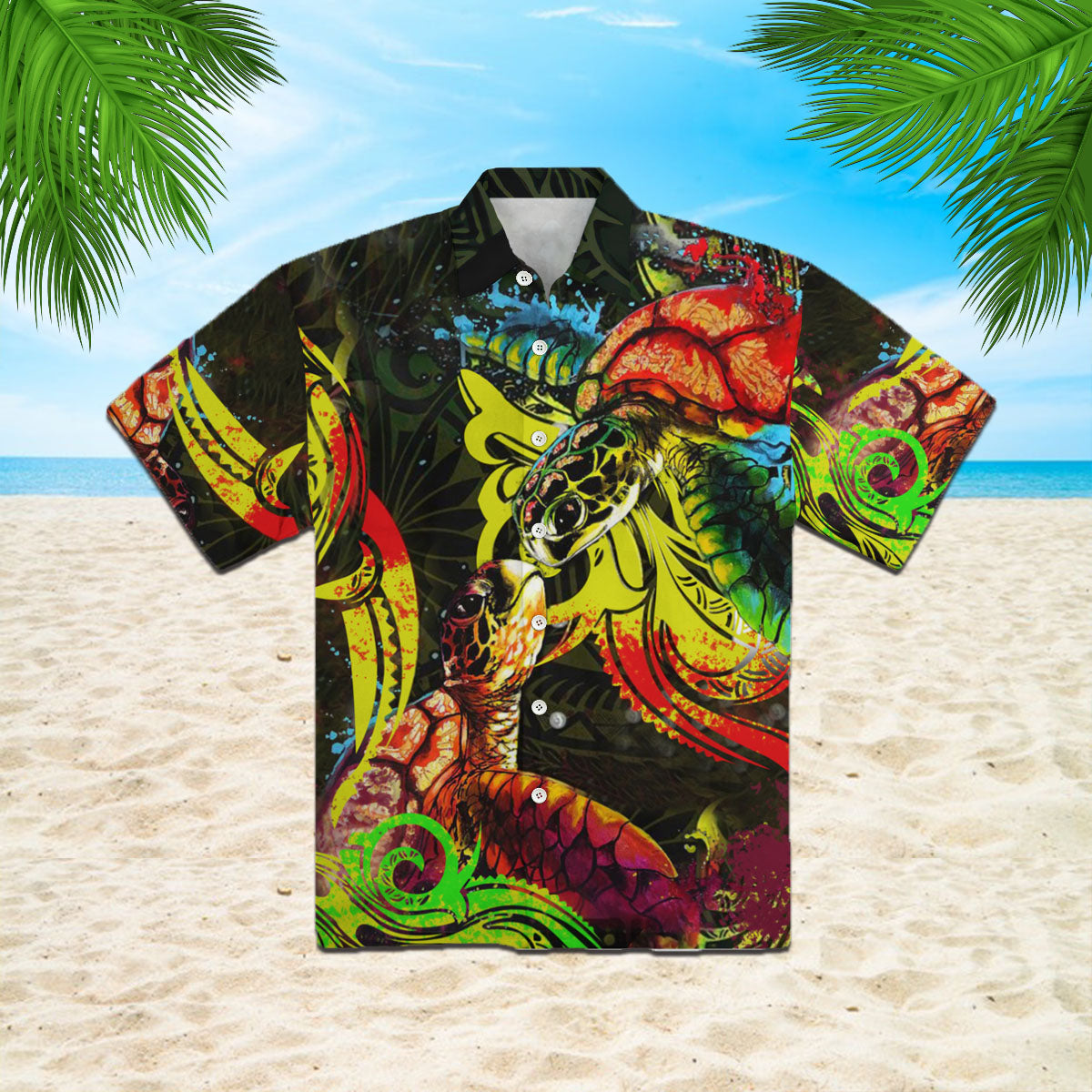 Oragontee Turtle Couple With Polynesian Hawaii Shirt For Men Women Adult Ha84199