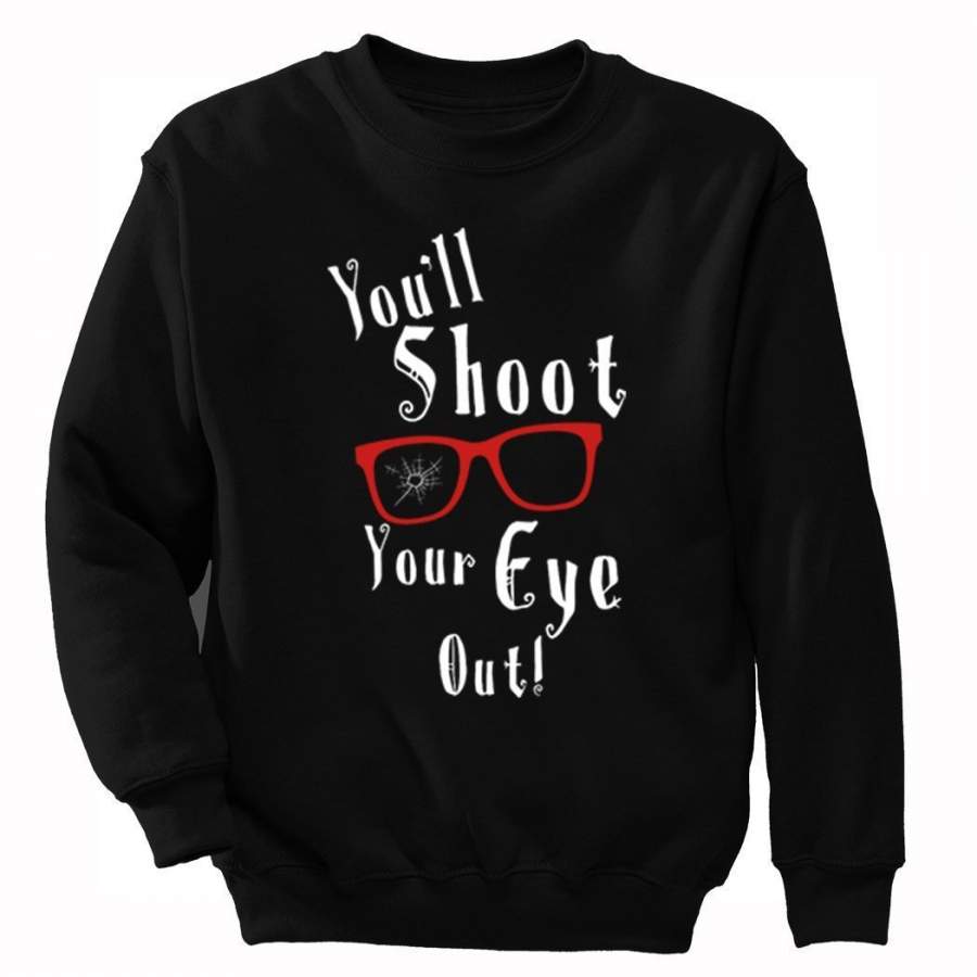 XtraFly Apparel Men’s Winter You’ll Shoot Your Eye Out Glasses Ugly Christmas Pullover Crewneck-Sweatshirt