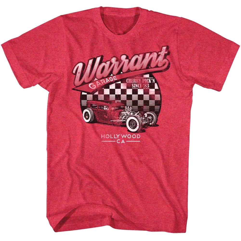 Warrant Men’s T-Shirt | Garage Cherry Pickin Roadster Car Graphic Tee | Hollywood California 80s Glam Rock Band Concert Merch | Music Shirt