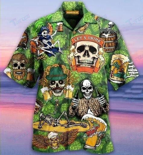 3D Skull Its Beer Time Hawaiian Shirts, Hoodie, Zip Hoodie, Hoodie Dress, Sweatshirt All Over Print