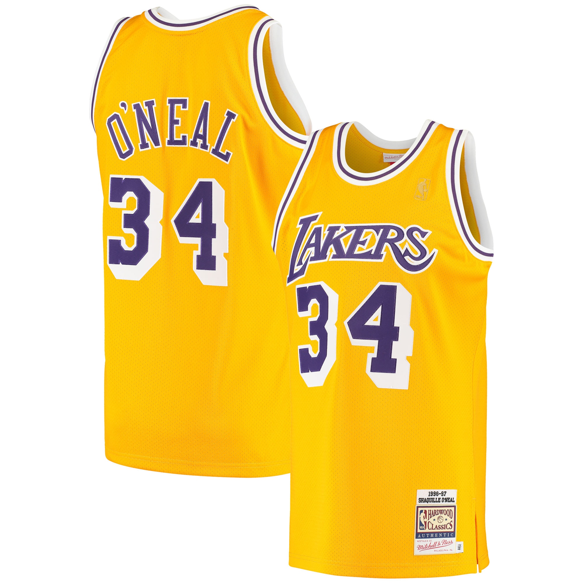 Shaquille O'Neal Los Angeles Lakers Mitchell & Ness 1996/97 Hardwood Classics Authentic Jersey – Gold