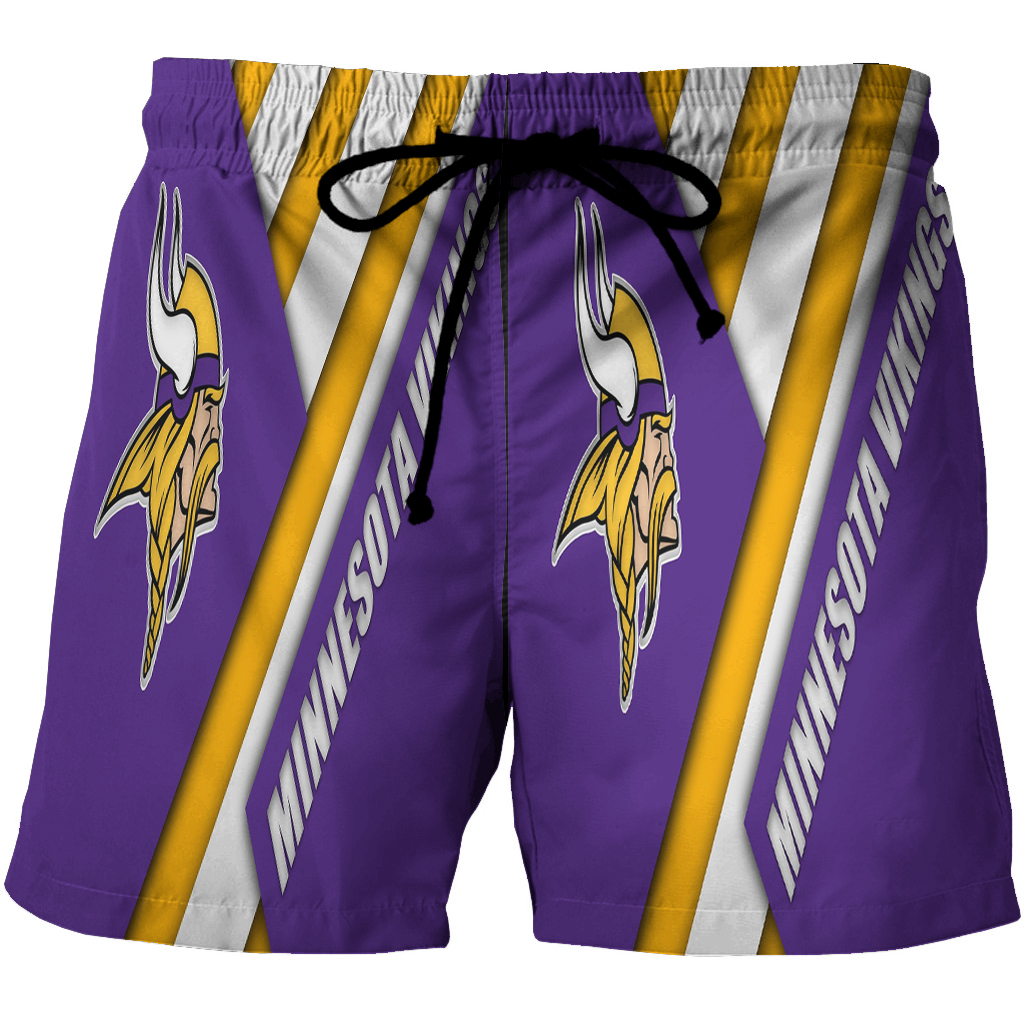 Minnesota Vikings Emblem Flag 3D All Over Print Summer Beach Hawaiian Short