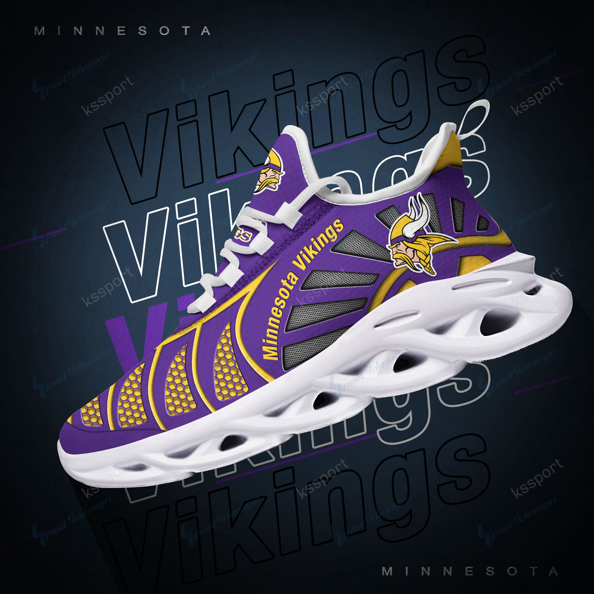 Minnesota Vikings Yezy Running Sneakers Bb02