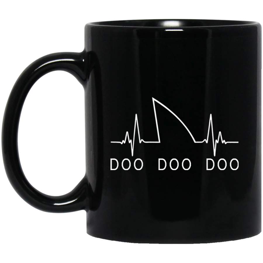 Shark Heartbeat for Shark Lovers – Shark doo doo doo BM11OZ 11 oz. Black Mug