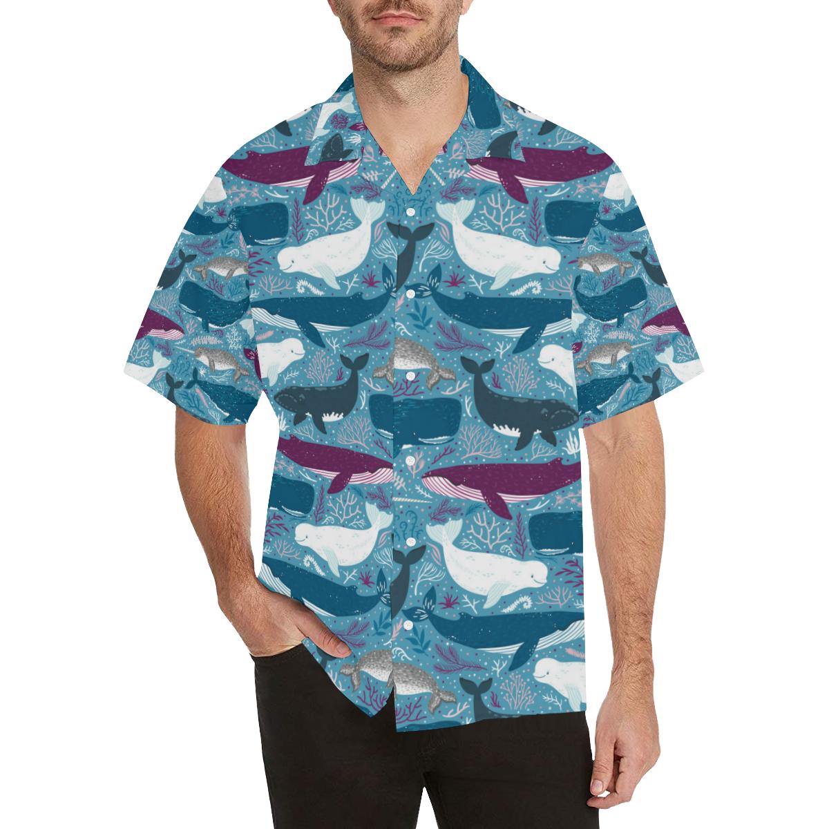 Whale design pattern Men’s All Over Print Hawaiian Shirt