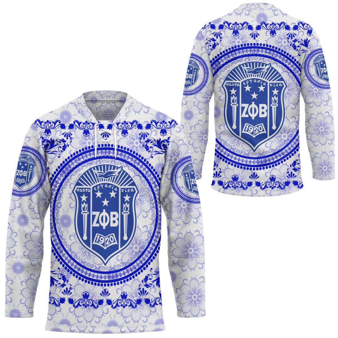 Africazone Clothing –  Zeta Phi Beta Floral Pattern Hockey Jersey A35