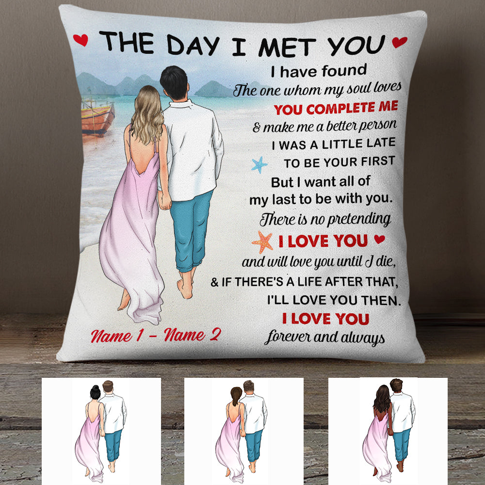 Personalized Summer Beach Couple Love Pillow Jn42 87O34 (Insert Included)