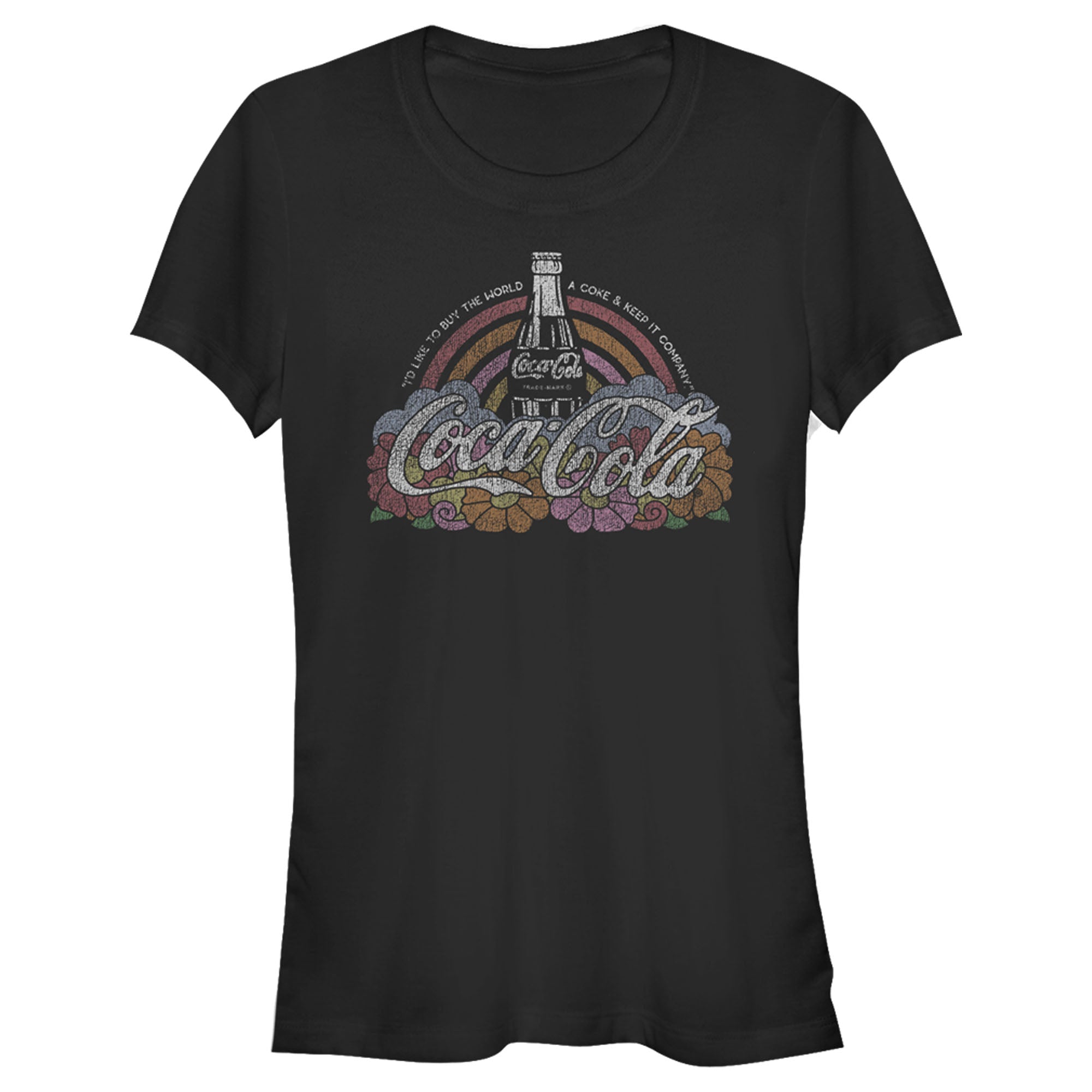 Coca Cola Junior’S Unity Distressed Rainbow Logo  T-Shirt