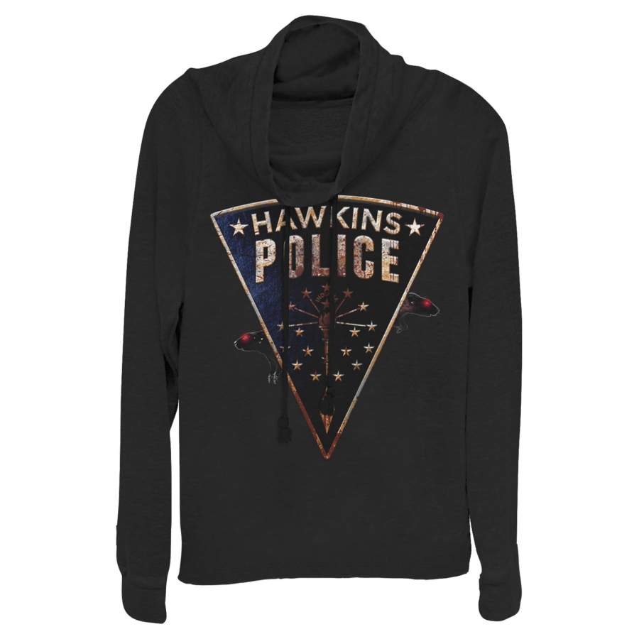 Stranger Things Junior’s Hawkins Police Rat Crest  Cowl Neck Sweatshirt