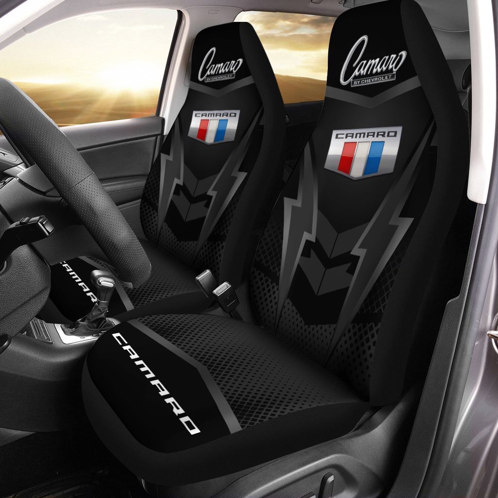 Chevrolet Camaro Tin-Hl Car Seat Cover (Set Of 2) Ver1 (Black)