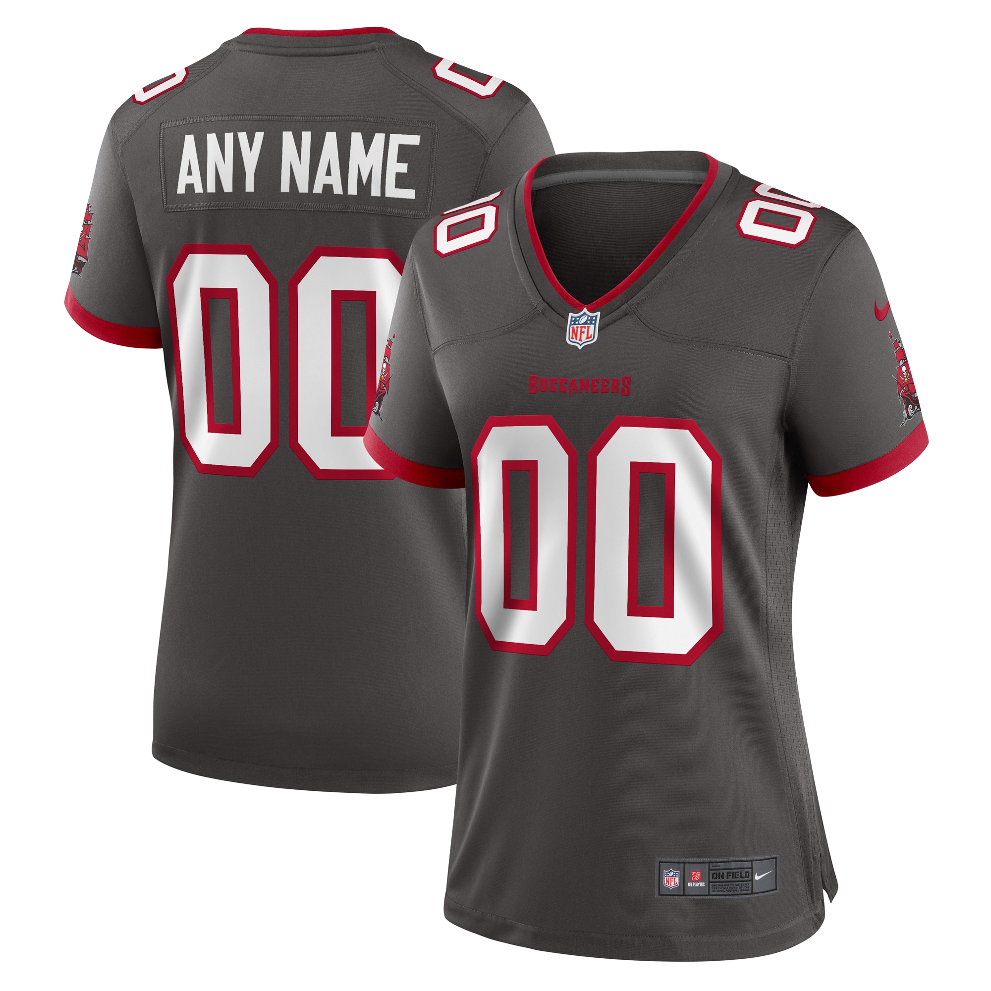 Women’s Tampa Bay Buccaneers Pewter Alternate Custom Game Jersey