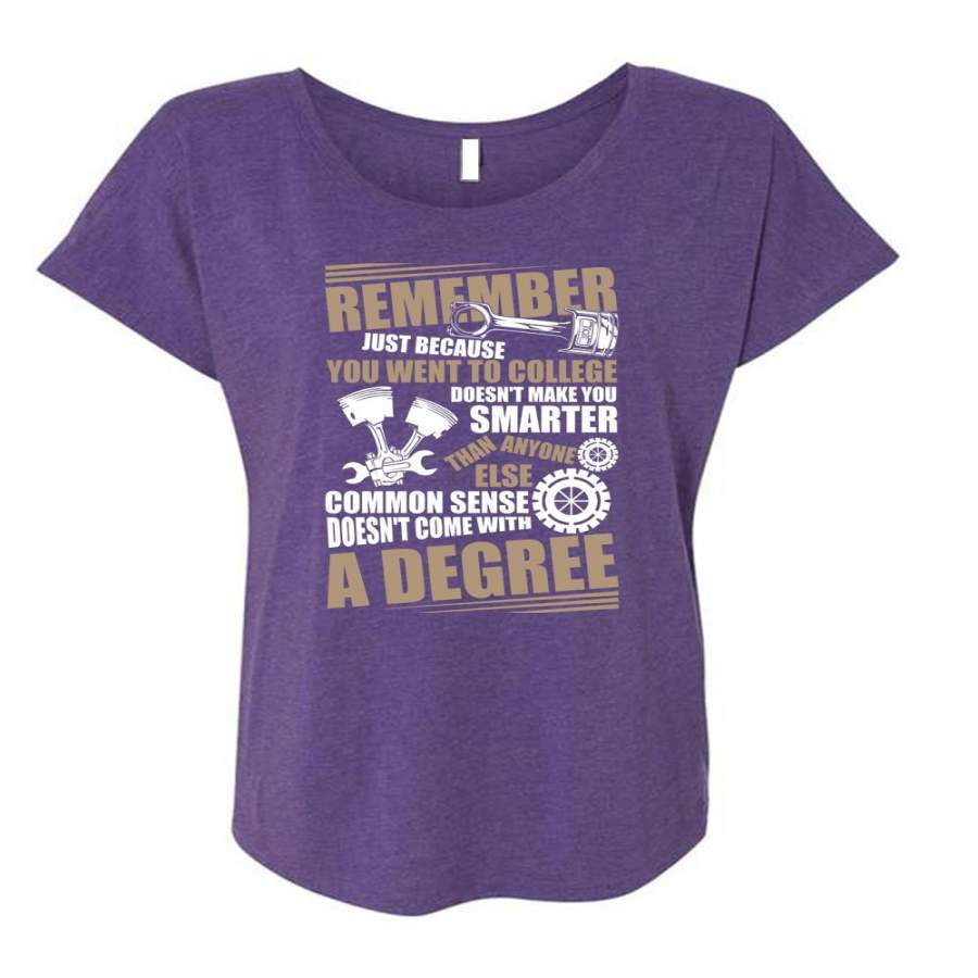 You Went To College T Shirt, Being A Mechanic T Shirt, Cool Shirt (Ladies’ Triblend Dolman Sleeve)