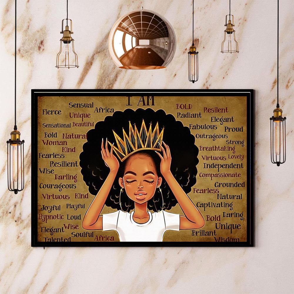 Black Queen I Am Unique Beautiful Natural Paper Poster No Frame  Matte Canvas Wall Decor