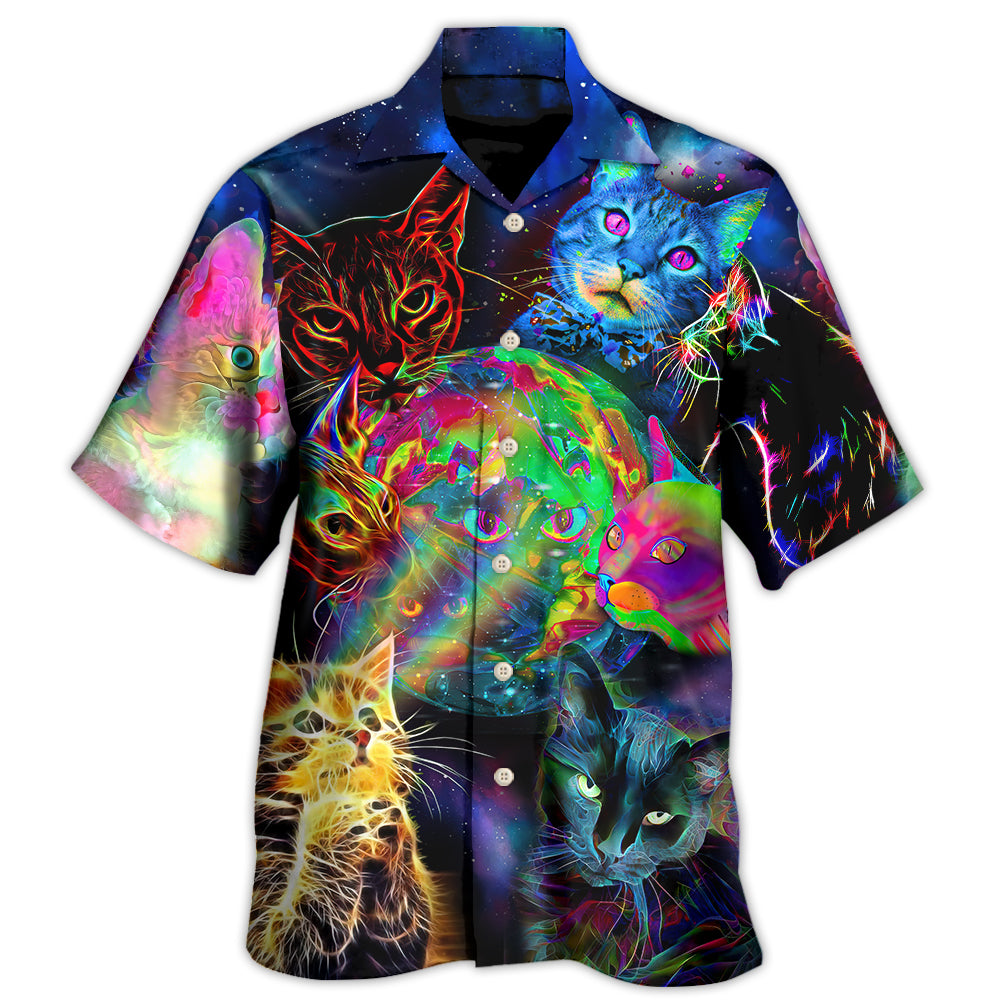 Cat Psychedelic Glowing Galaxy Neon Hawaii Shirt Ha65097